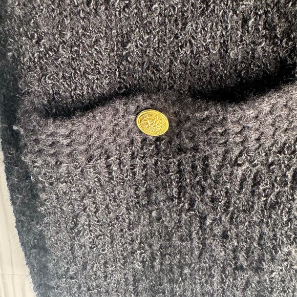 Vintage 80s Kerry N Kelsey Black Gold Buttons Knit Cardigan Sweater Womens Small - Picture 4 of 6